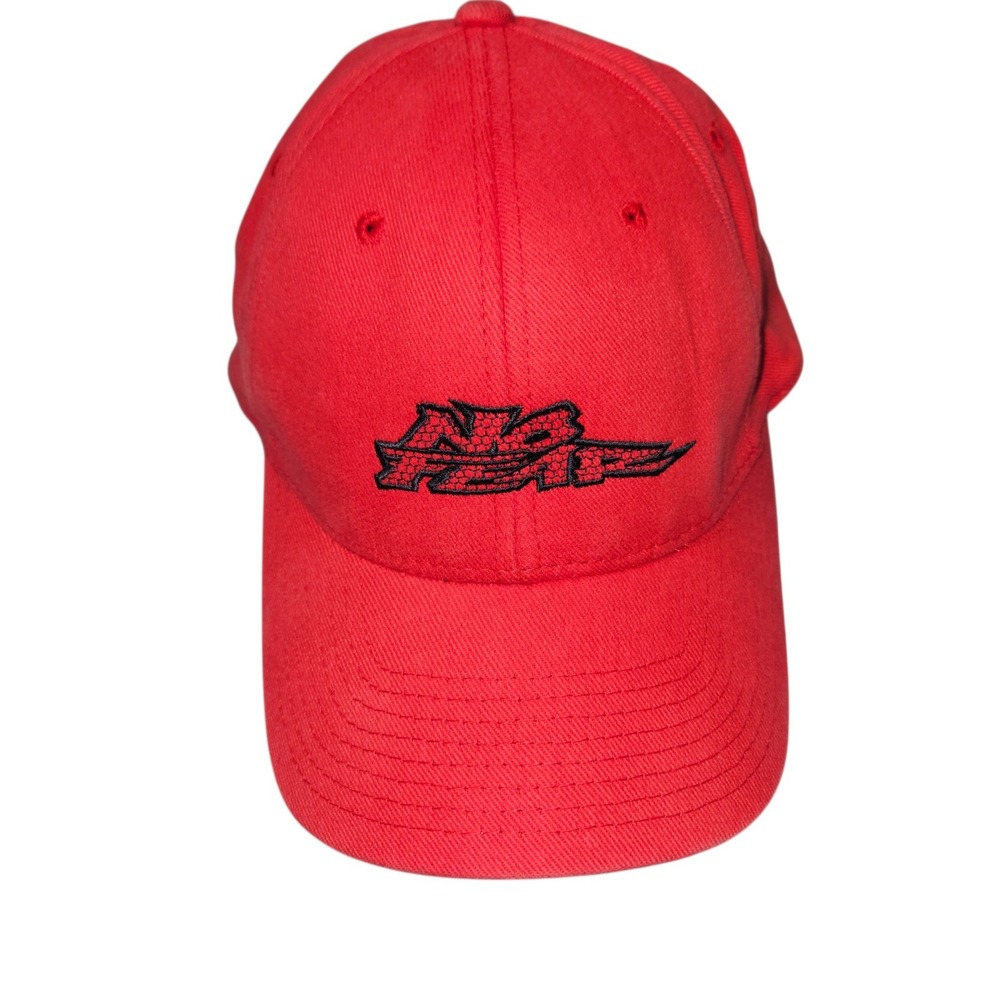 VTG No Fear 90s Flexfit Baseball Hat Red Embroidered Logo Sz L/XL